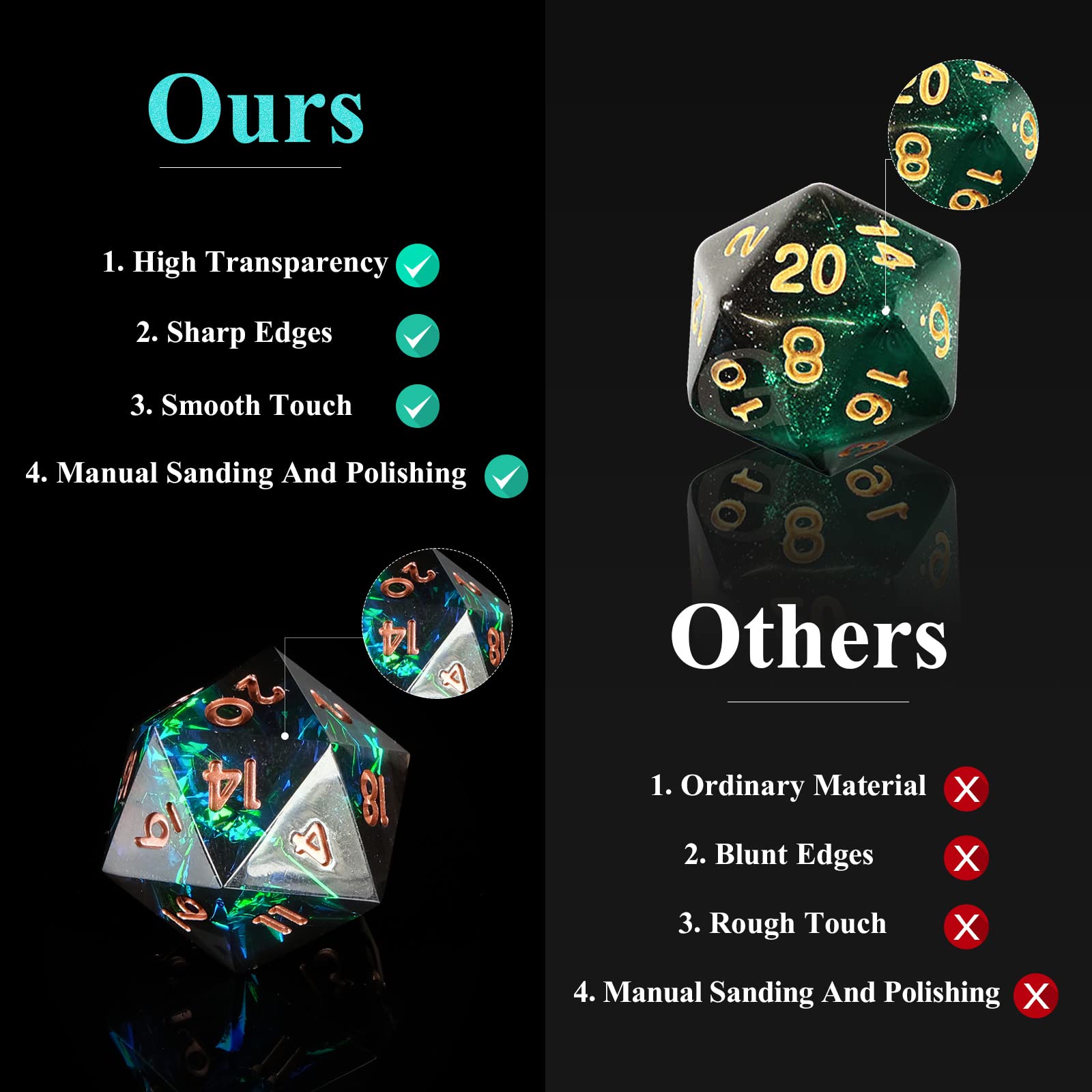 Resina Sharp Edge DND Dice Set - Board Game Dungeons And Dragons avaliação e preço